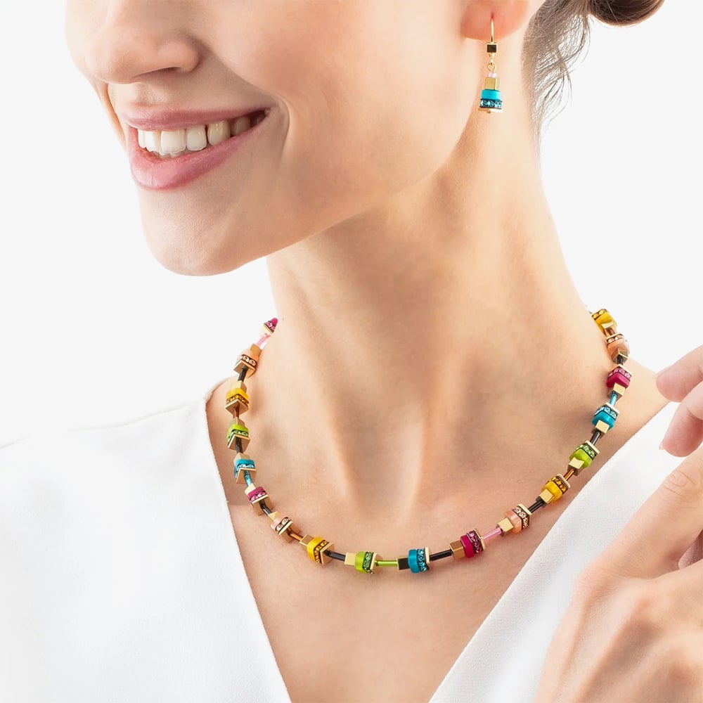 Coeur De Lion Boho Sunset Gold Tone Multi Colour Multi Stone Dropper Earrings 4413/20-1516