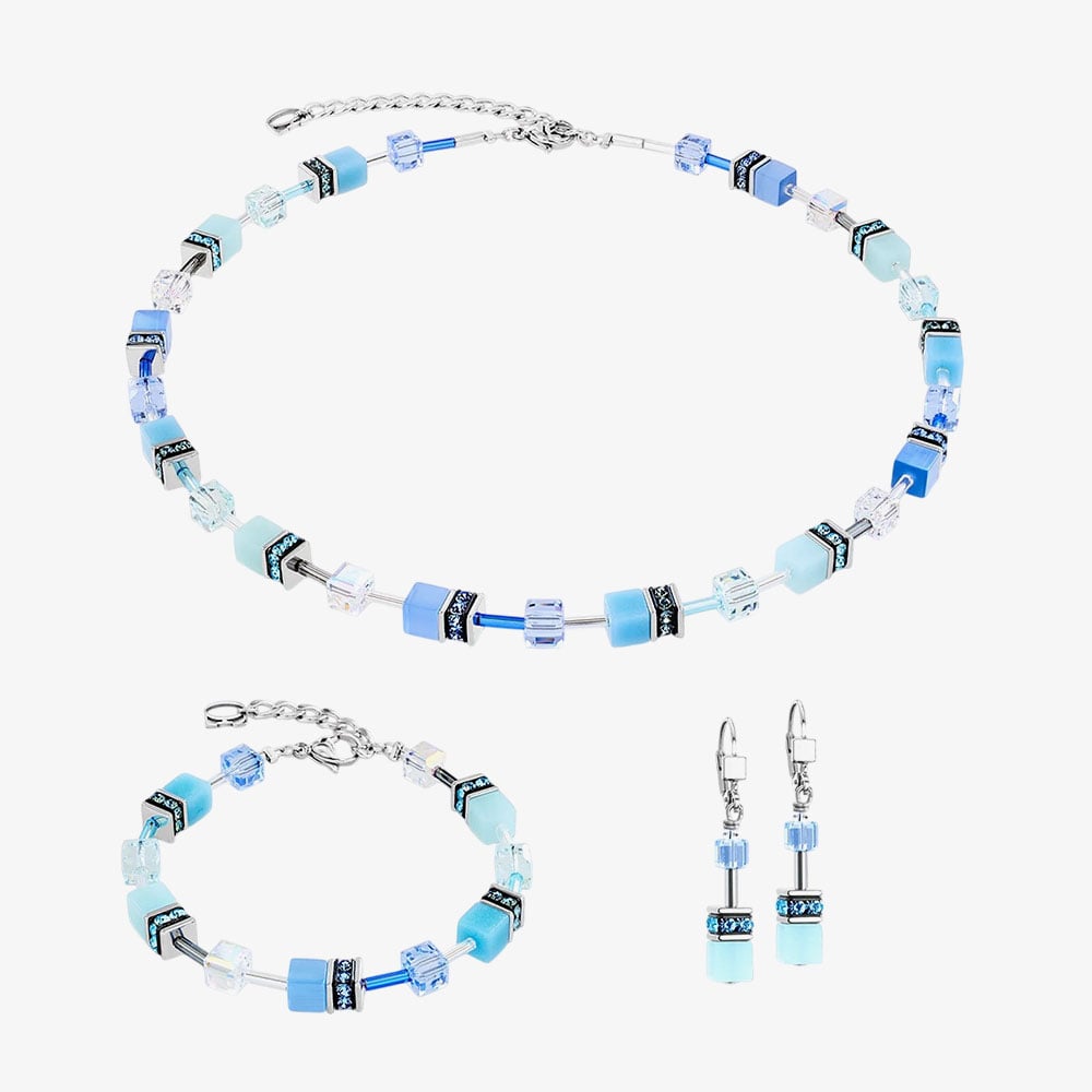 Coeur De Lion GeoCUBE Iconic Aqua Blue Drop Earrings 2838/20-2007
