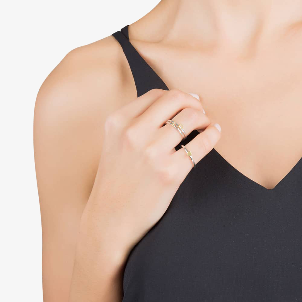 Daisy London Alpha Silver Gold Plate Initial U Ring SR#U