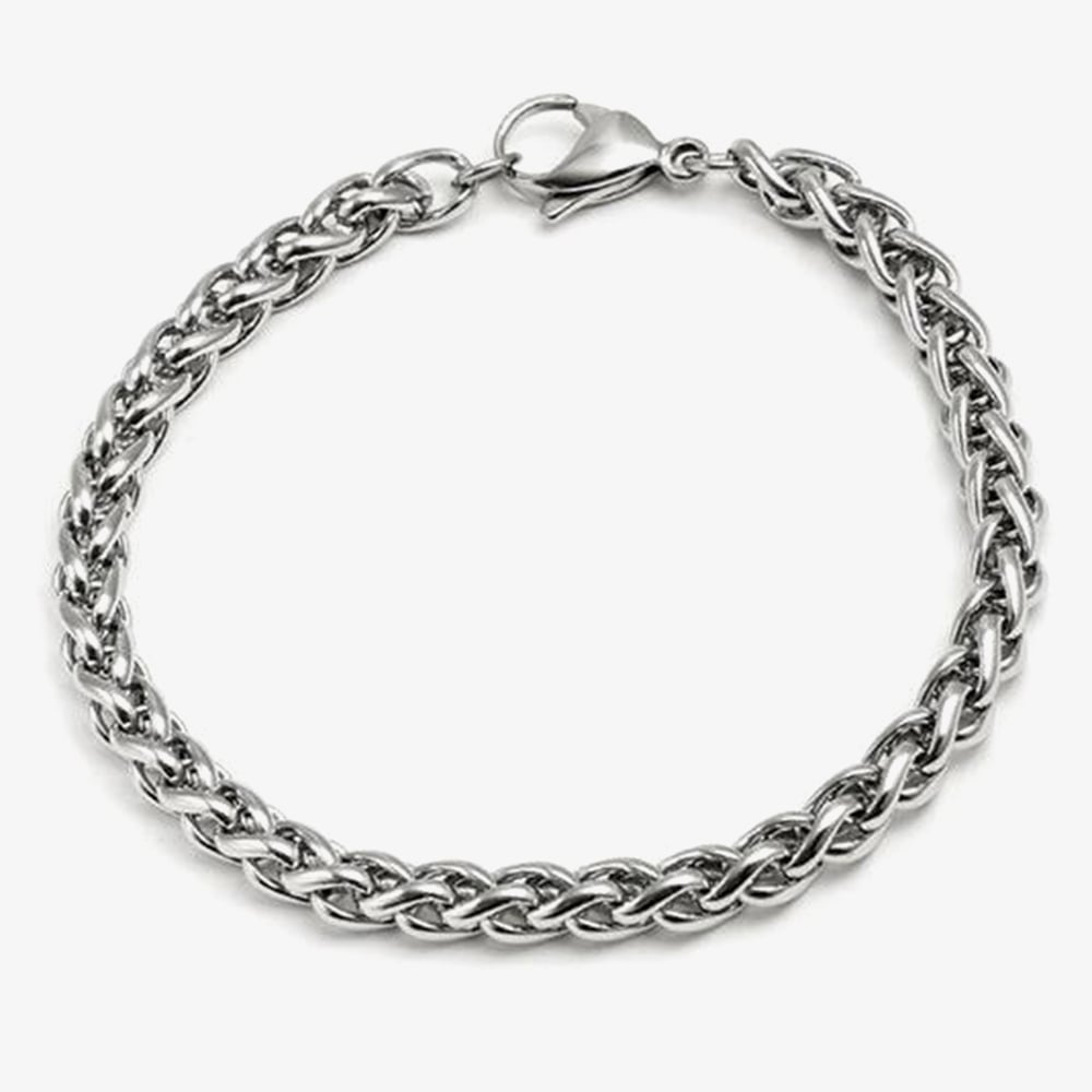 Product photograph of Unique Stainless Steel Plaited Chain Bracelet Lab-217 21cm from The Jewel Hut