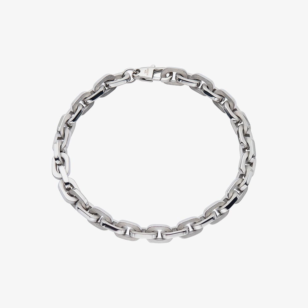 Unique Stainless Steel 21cm Square Matte Polished Belcher Chain Bracelet LAB