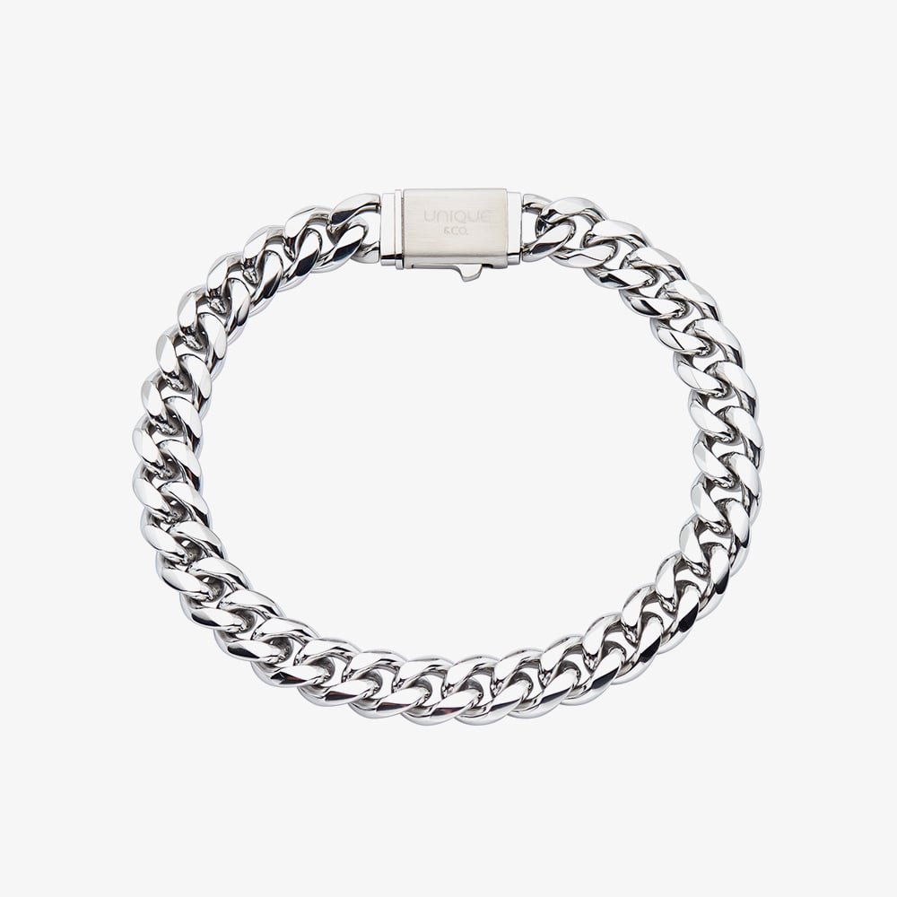 Unique Stainless Steel 8mm Polished Curb Chain Bracelet LAB