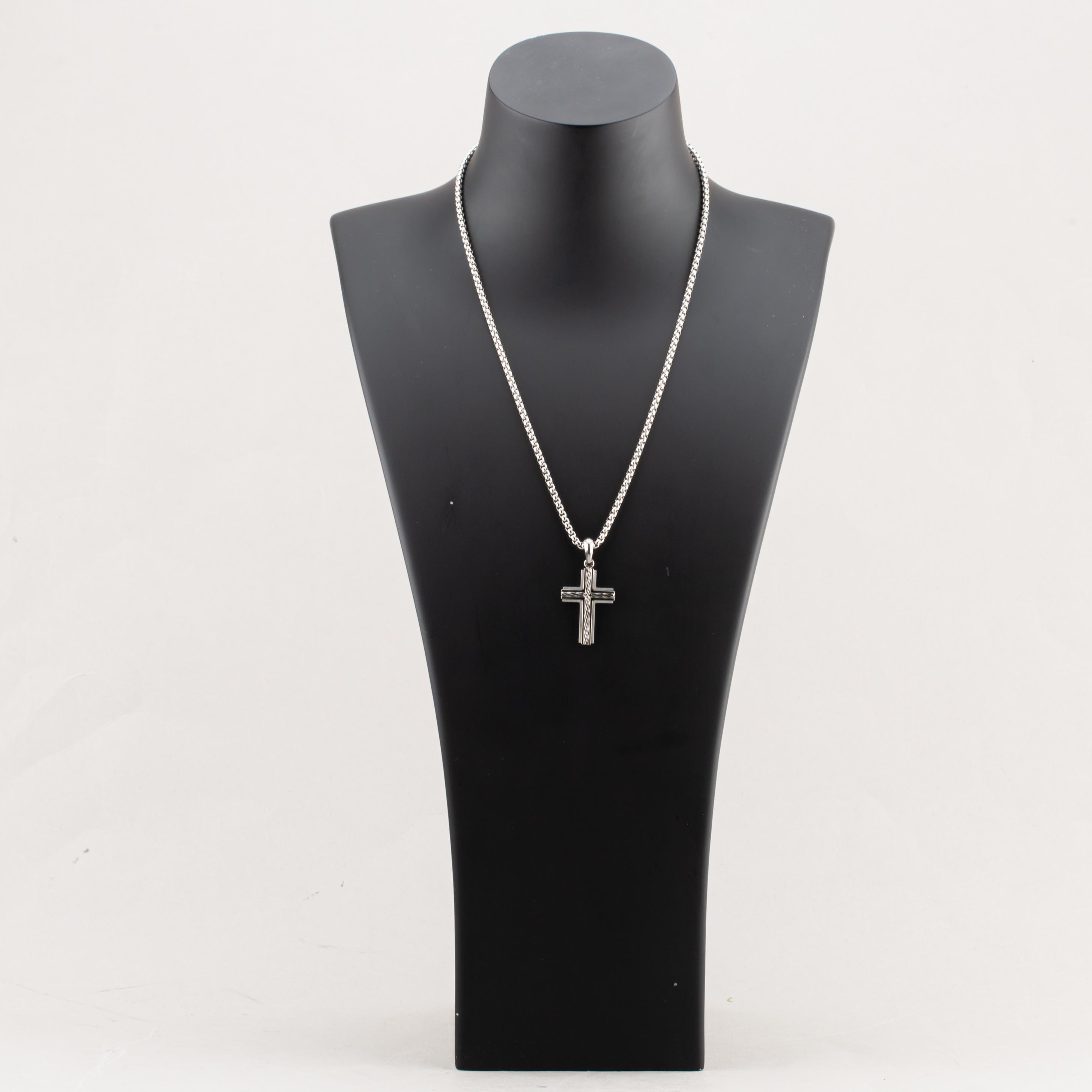 Unique Stainless Steel Cross Pendant AN-181/50CM