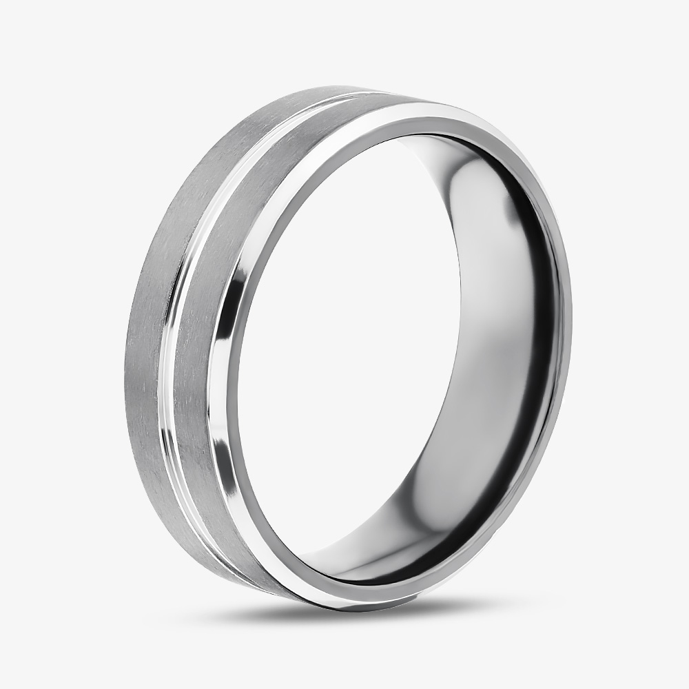Unique Zirconium Silver 7mm Brushed Band Ring ZR-25-64