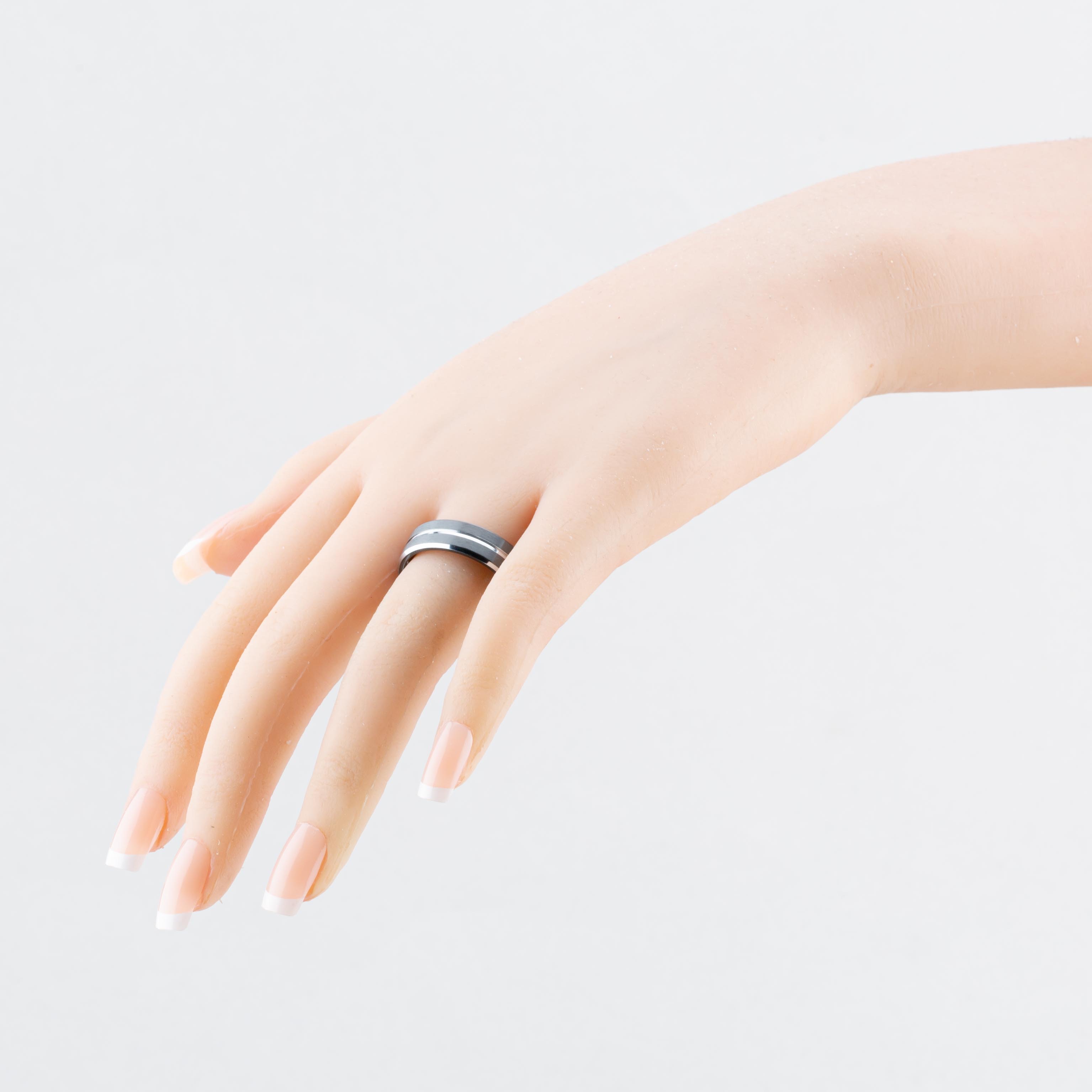 Unique Zirconium Silver 7mm Brushed Band Ring ZR-25