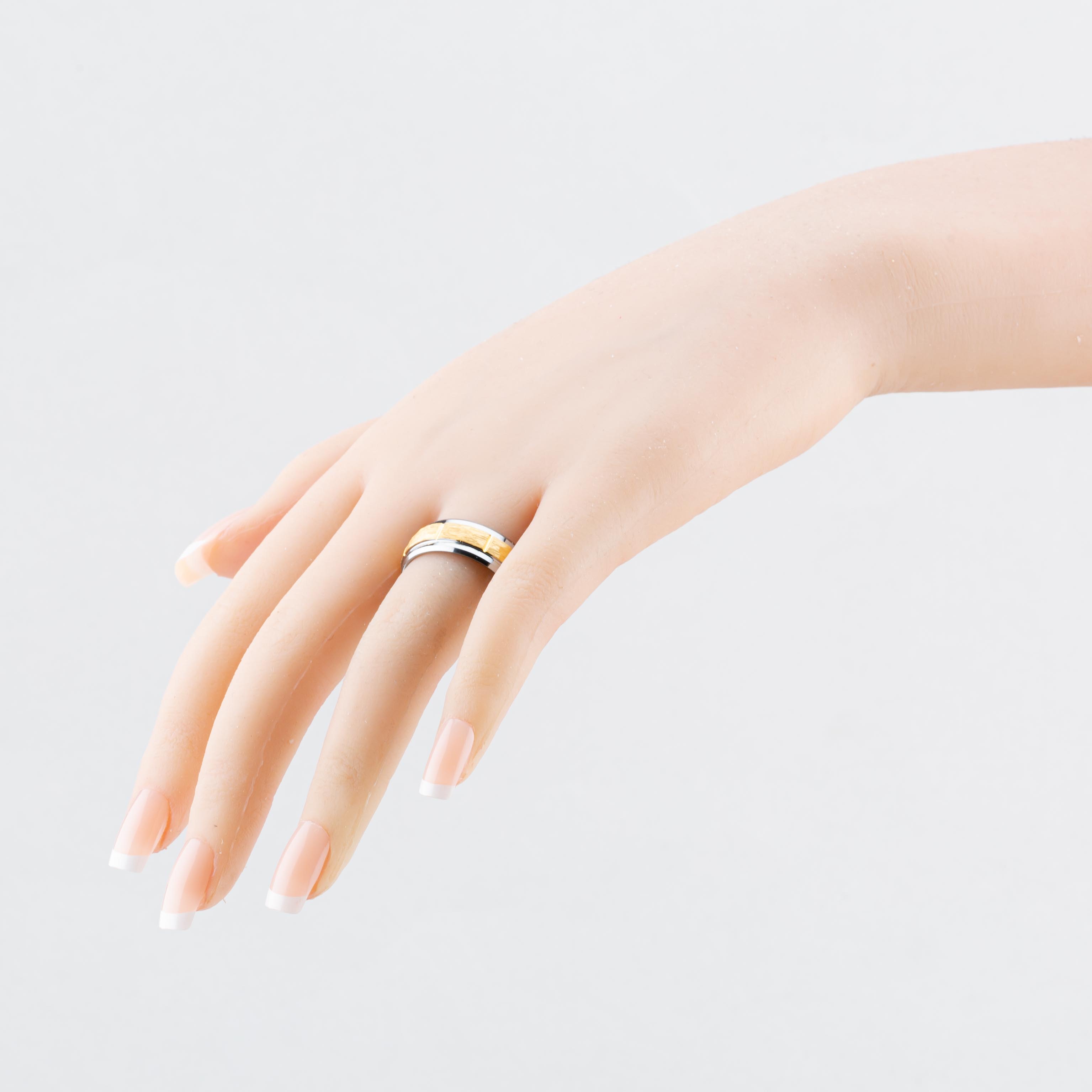 Unique Tungsten Silver & Gold PVD 8mm Band Ring TUR-226