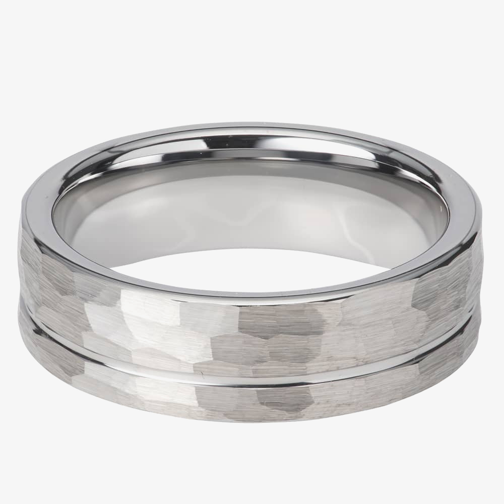 Unique Tungsten 7mm Hammered Ring TUR-79-64
