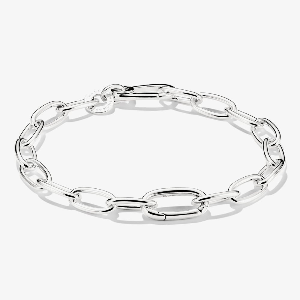 THOMAS SABO Charm Club Connect Silver 19cm Wide Oval Link Charm Bracelet C1204-001-21 19
