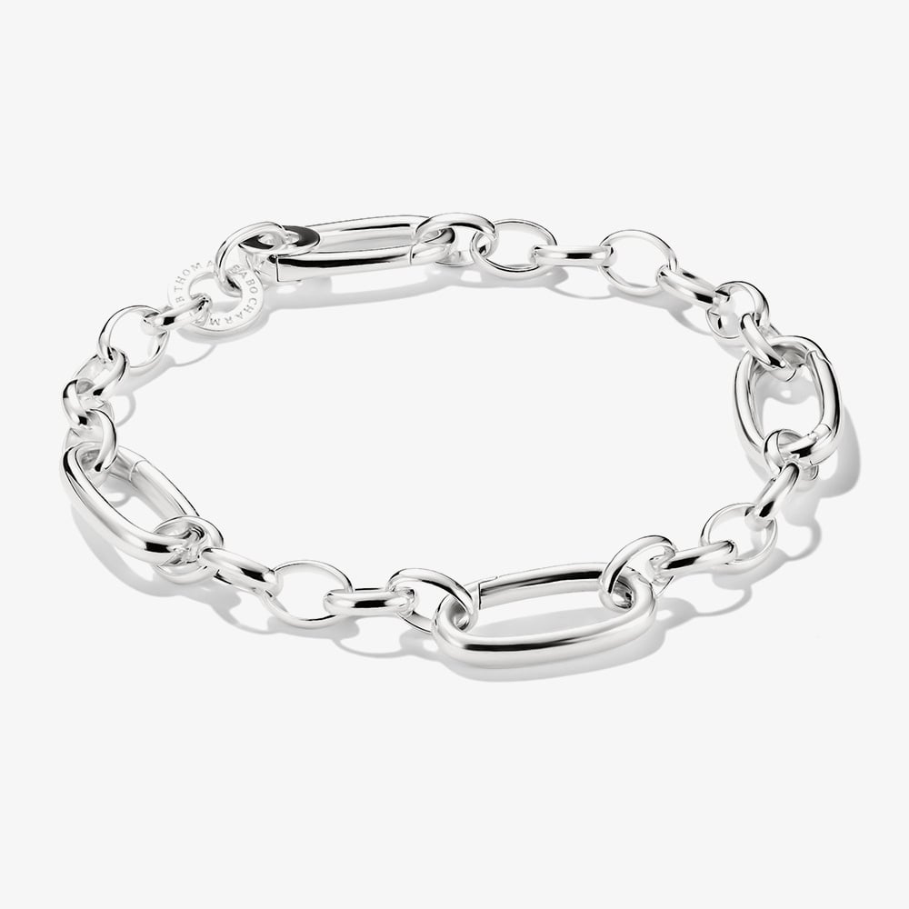THOMAS SABO Charm Club Connect Silver 19cm 3x Oval Link Charm Bracelet C1203-001-21 19