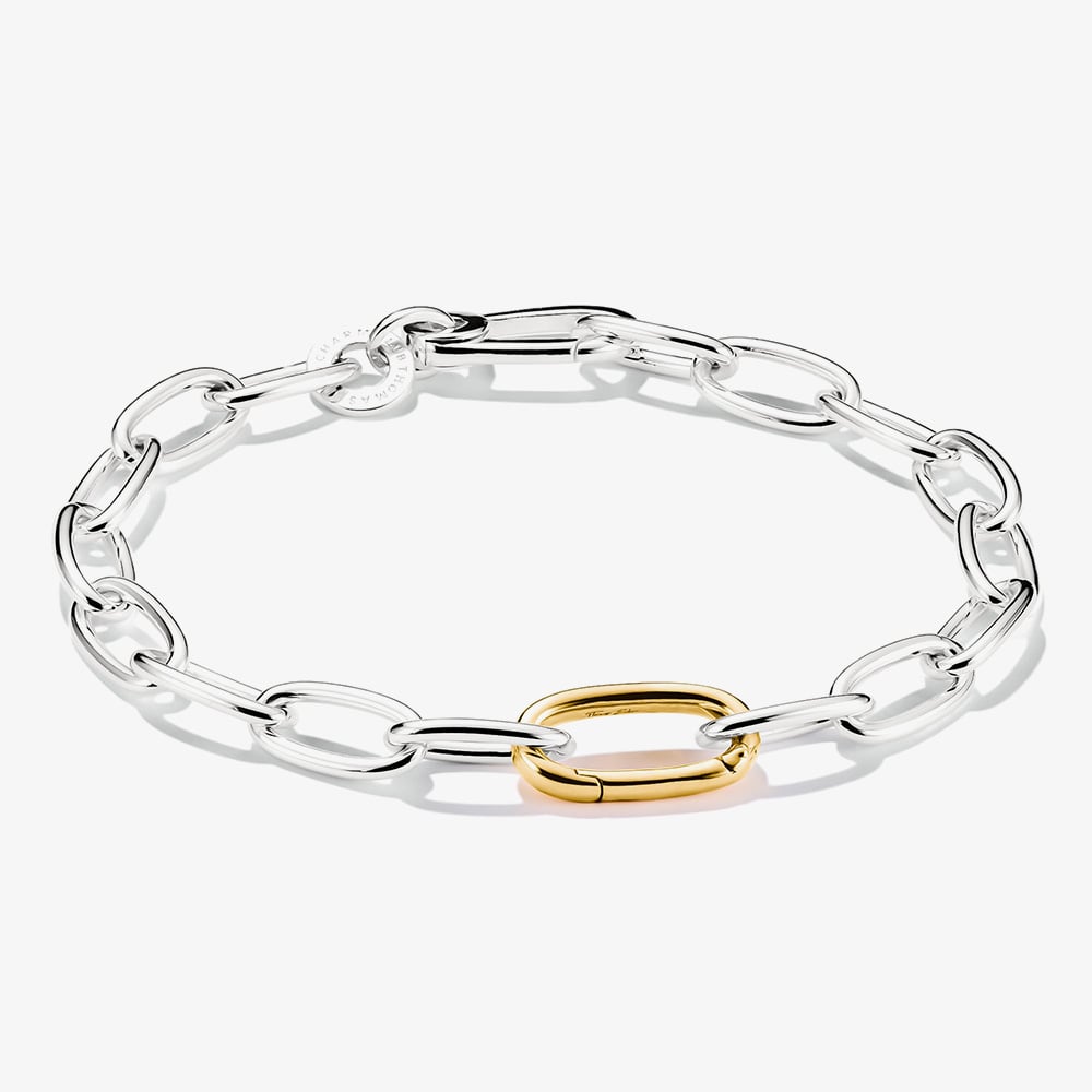 THOMAS SABO Charm Club Connect Two Colour 19cm Oval Link Charm Bracelet C1204-413-7 19