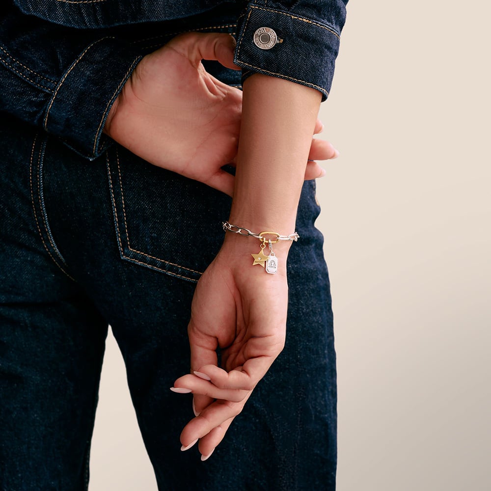THOMAS SABO Charm Club Connect Two Colour Oval Link Charm Bracelet C1204-413-7