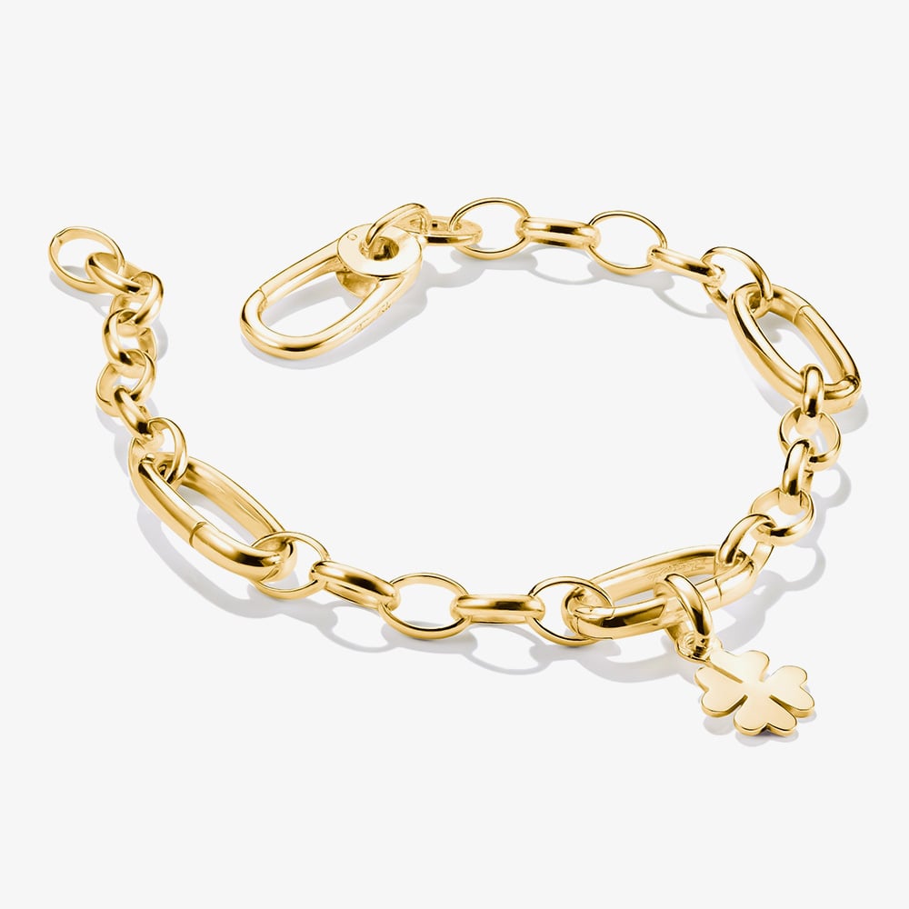 THOMAS SABO Charm Club Connect Gold Plated 3x Oval Link Charm Bracelet C1203-413-39