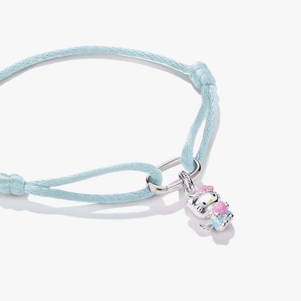 THOMAS SABO Hello Kitty Angel Charm and Blue Textile Bracelet A2244-M07-1-L24V