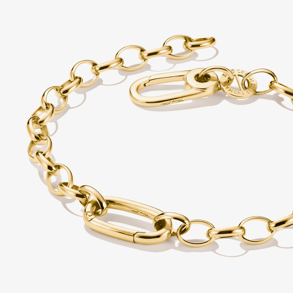 THOMAS SABO Charm Club Connect Yellow Gold Tone Plated Charm Bracelet C1202-S02-39