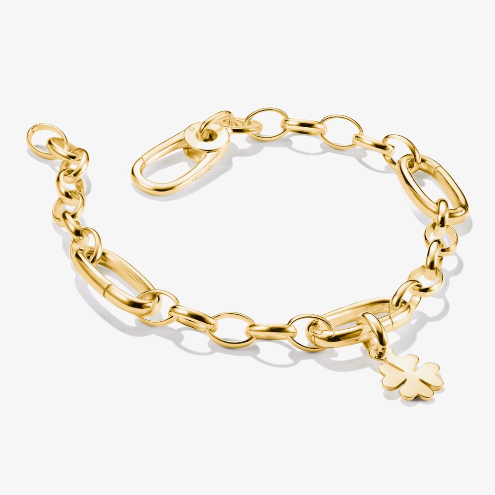 THOMAS SABO Charm Club Connect Yellow Gold Tone Plated Three Link Charm Bracelet C1203-S02-39