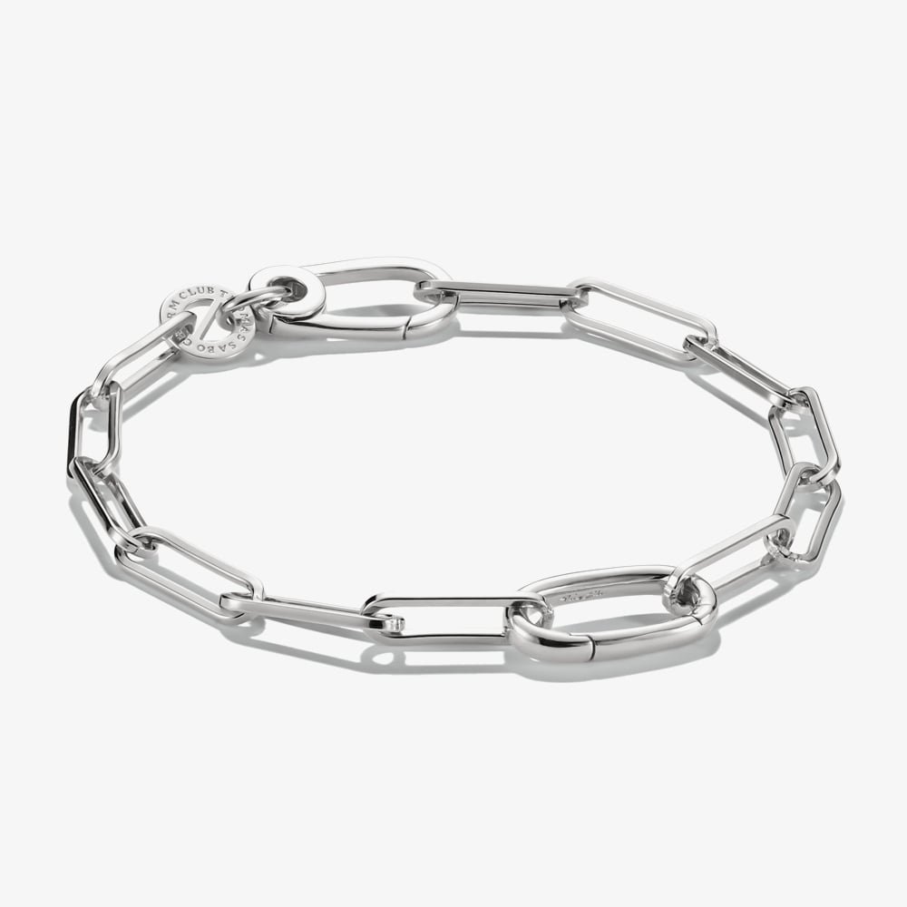 THOMAS SABO Charm Club Connect Silver Plated Paperclip Chain Charm Bracelet C1205-M02-21-L19