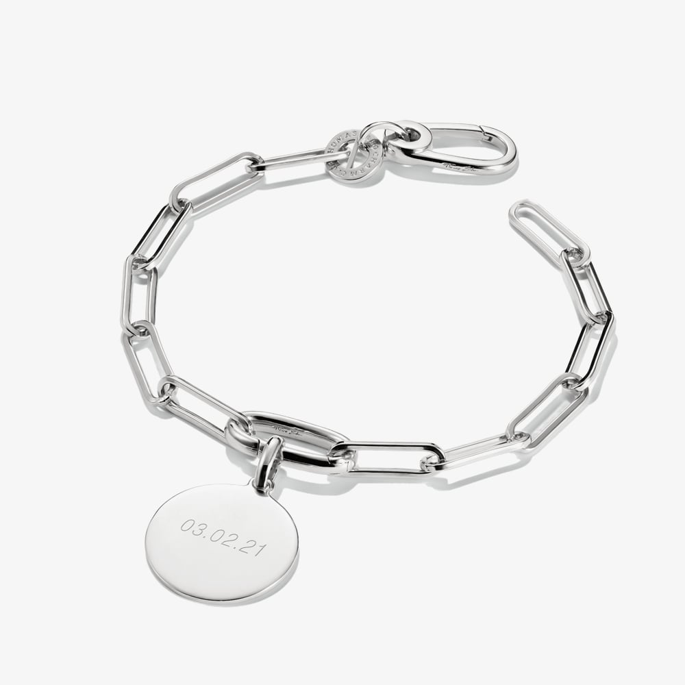 THOMAS SABO Charm Club Connect Silver Plated Paperclip Chain Charm Bracelet C1205-M02-21