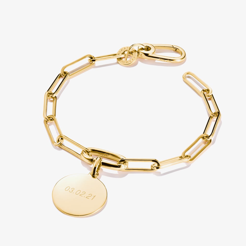 THOMAS SABO Charm Club Connect Yellow Gold Tone Plated Paperclip Chain Charm Bracelet C1205-S02-39