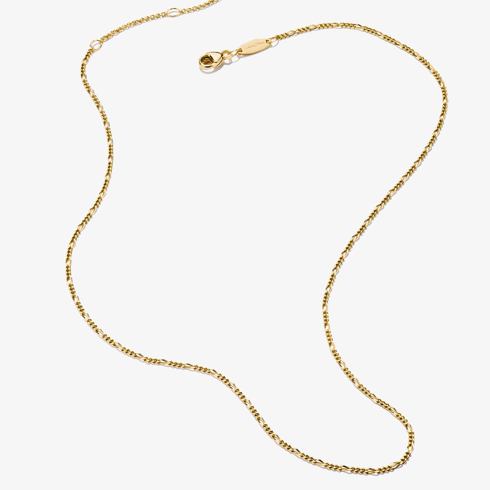 THOMAS SABO Gold Plated Figaro Charm Necklace KE2329-413-39-L45v
