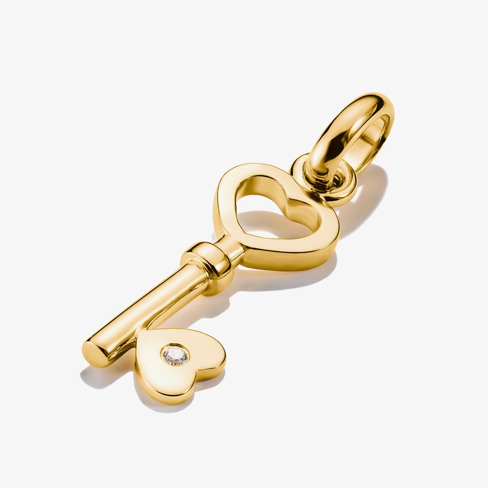 THOMAS SABO Charm Club Connect Gold Plated Heart Key Charm CC1241-414-14