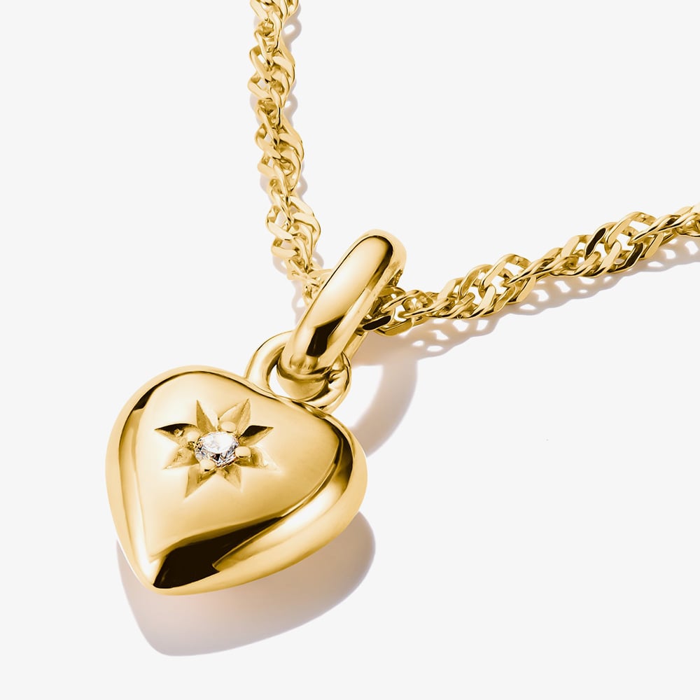 THOMAS SABO Charm Club Connect Gold Plated Cubic Zirconia Heart Charm CC1234-414-14