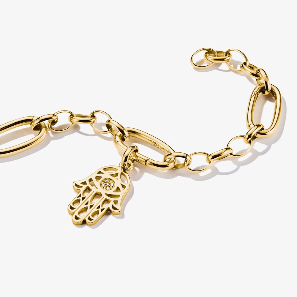 THOMAS SABO Charm Club Connect Gold Plated Hamsa Hand Charm CC1243-414-14