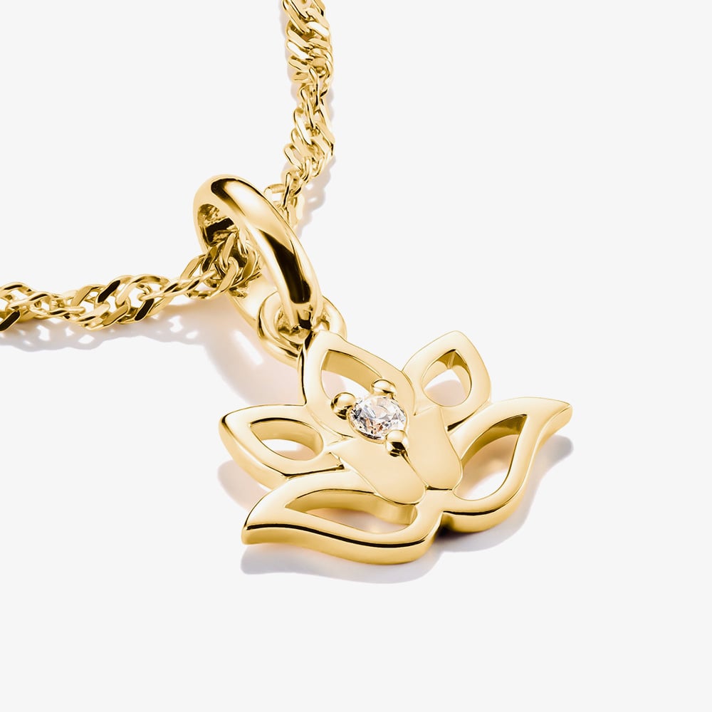 THOMAS SABO Charm Club Connect Gold Plated Lotus Flower Charm CC1204-414-14