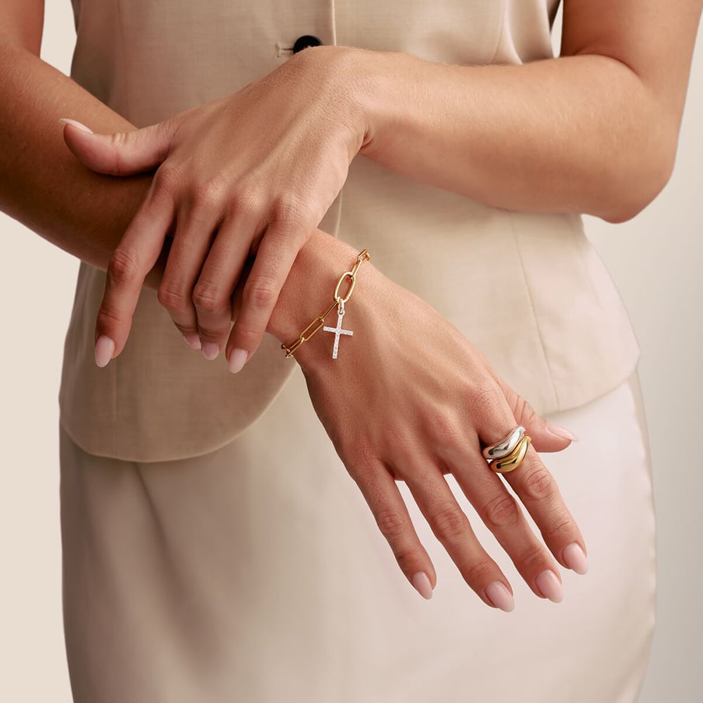 THOMAS SABO Charm Club Connect Silver Cubic Zirconia Cross Charm CC1203-051-14