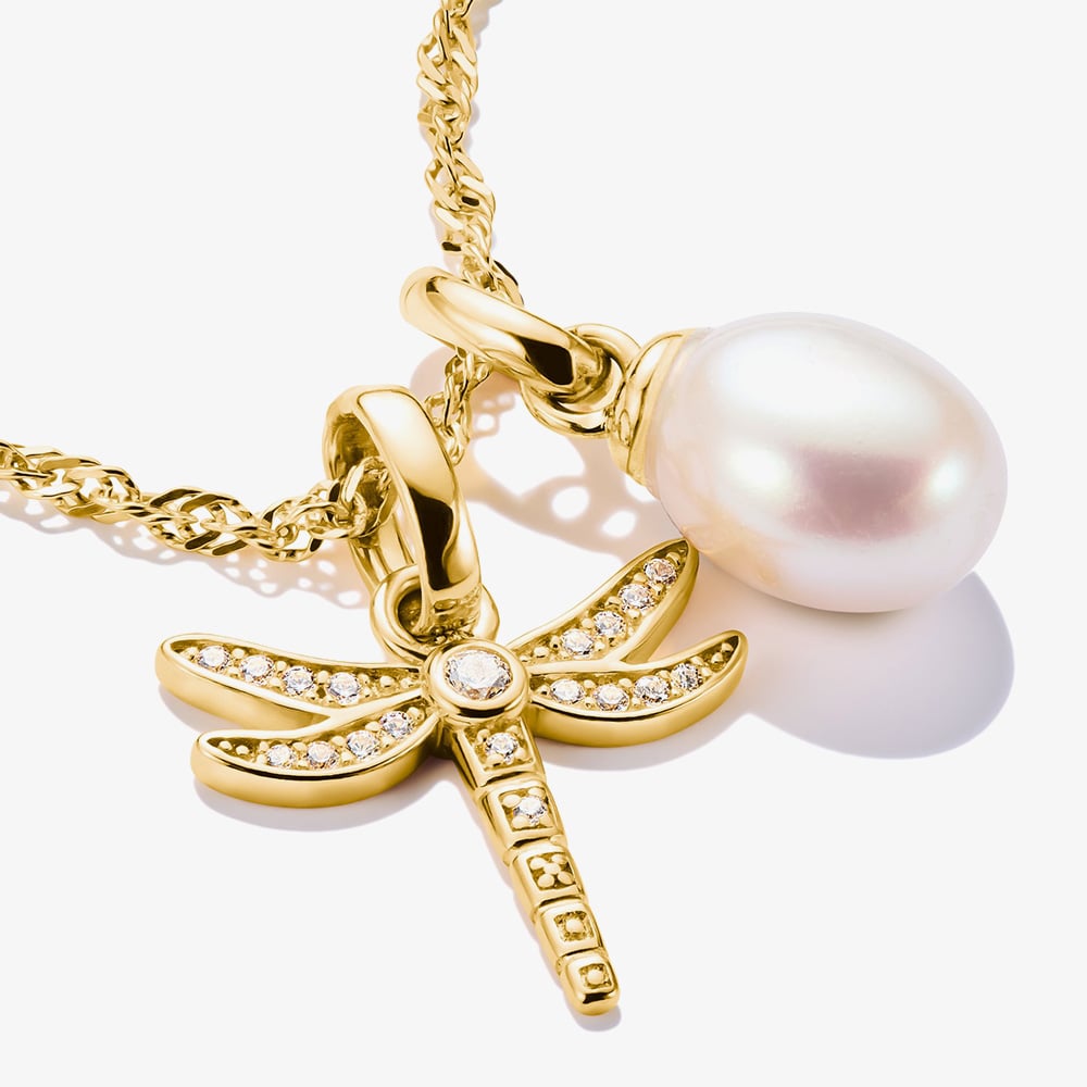 THOMAS SABO Charm Club Connect Gold Plated Freshwater Pearl Charm CC1282-430-14