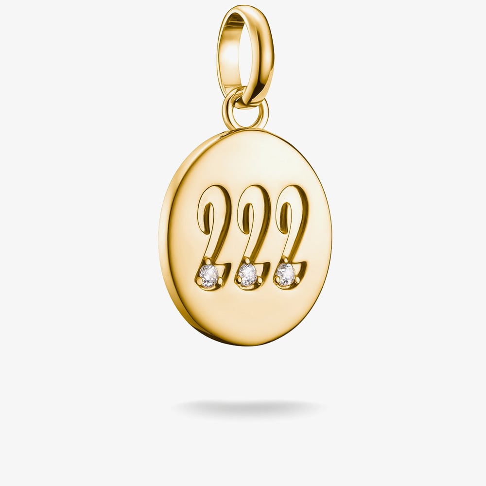 THOMAS SABO Charm Club Connect Gold Plated 222 Angel Number Charm CC1249-414-14