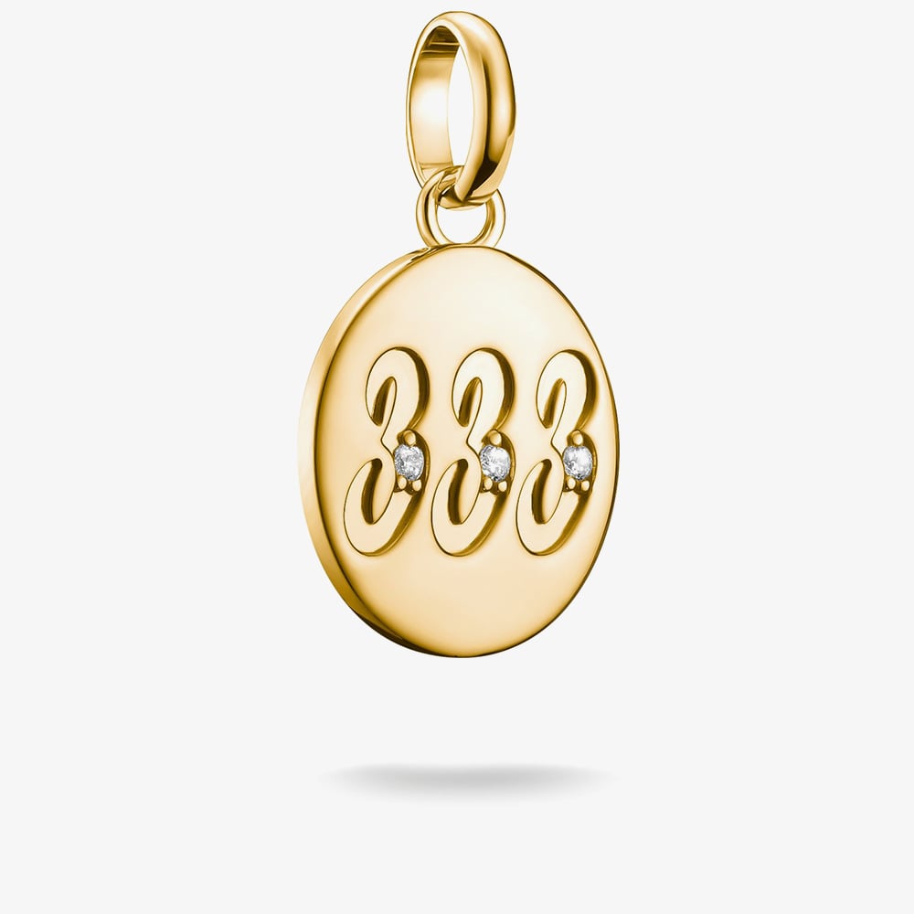 THOMAS SABO Charm Club Connect Gold Plated 333 Angel Number Charm CC1250-414-14