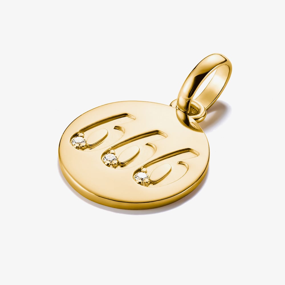 THOMAS SABO Charm Club Connect Gold Plated 666 Angel Number Charm CC1253-414-14