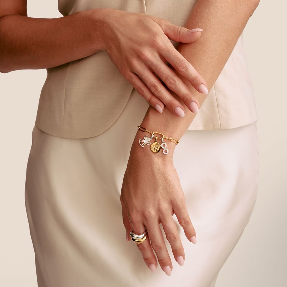 THOMAS SABO Charm Club Connect Gold Plated 777 Angel Number Charm CC1254-414-14