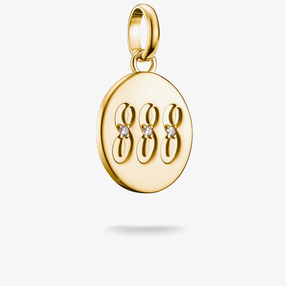 THOMAS SABO Charm Club Connect Gold Plated 888 Angel Number Charm CC1255-414-14