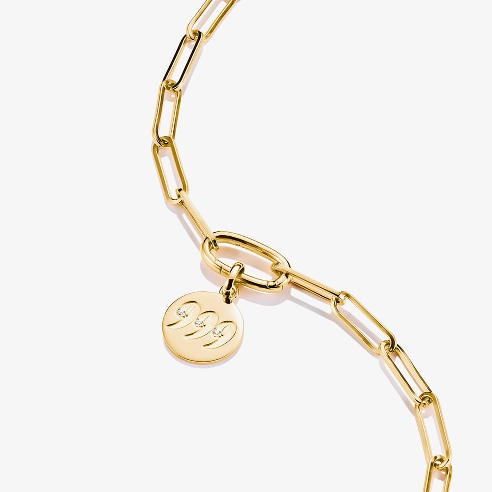 THOMAS SABO Charm Club Connect Gold Plated 999 Angel Number Charm CC1256-414-14