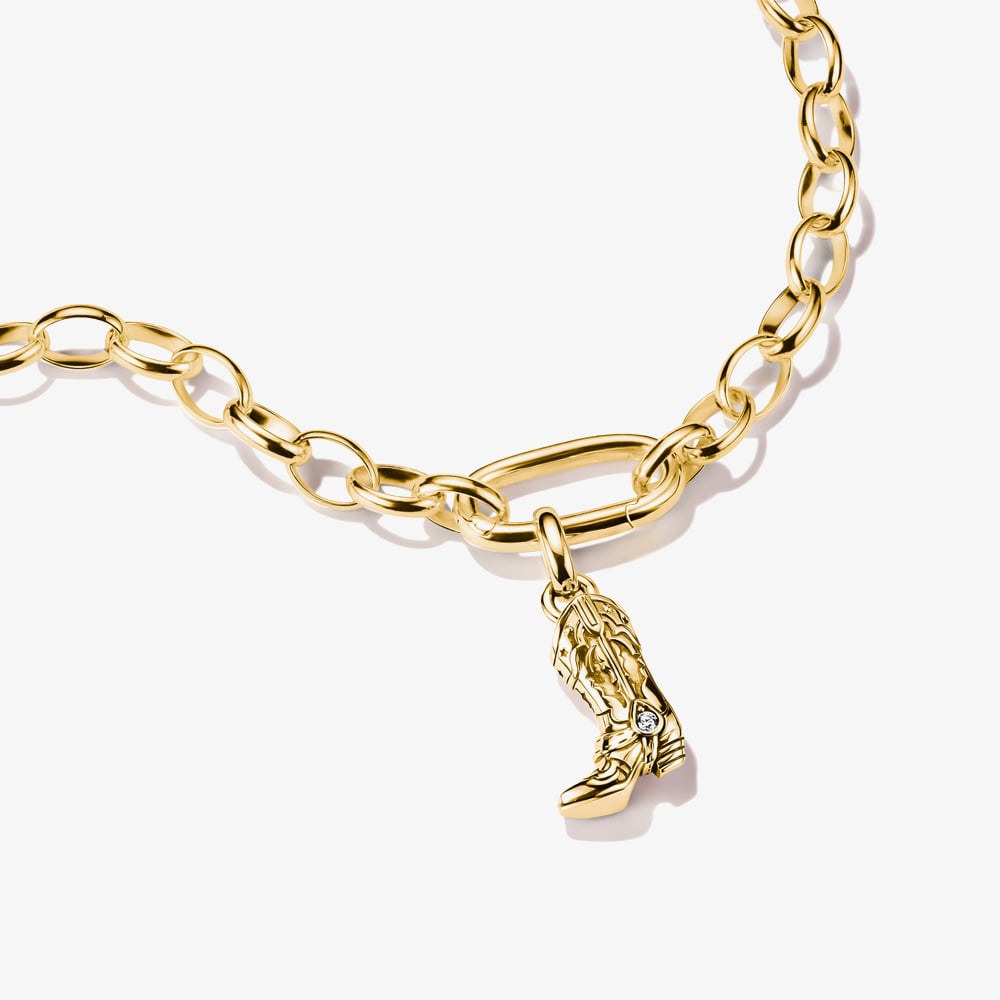 THOMAS SABO Charm Club Connect 18ct Yellow Gold Plated Cubic Zirconia Cowboy Boot Charm CC1325-M01-14