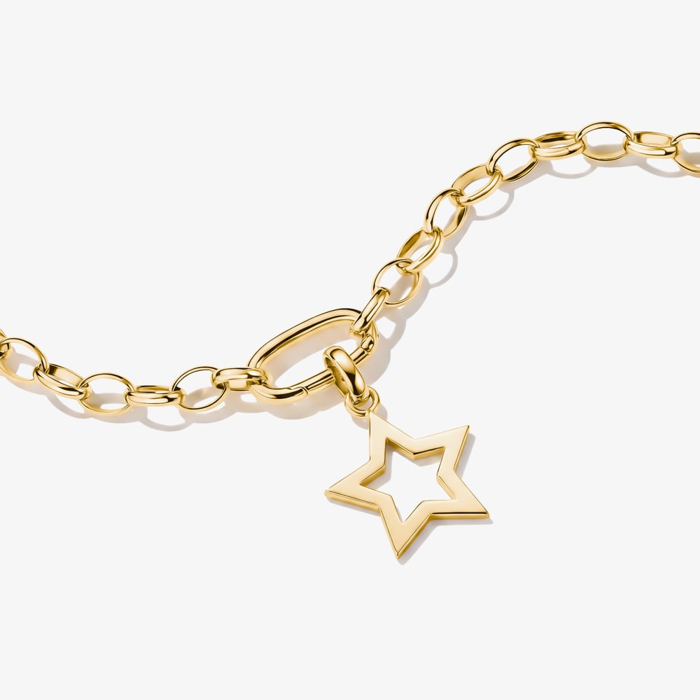 THOMAS SABO Charm Club Connect 18ct Yellow Gold Plated Open Star Charm CC1361-M01-39