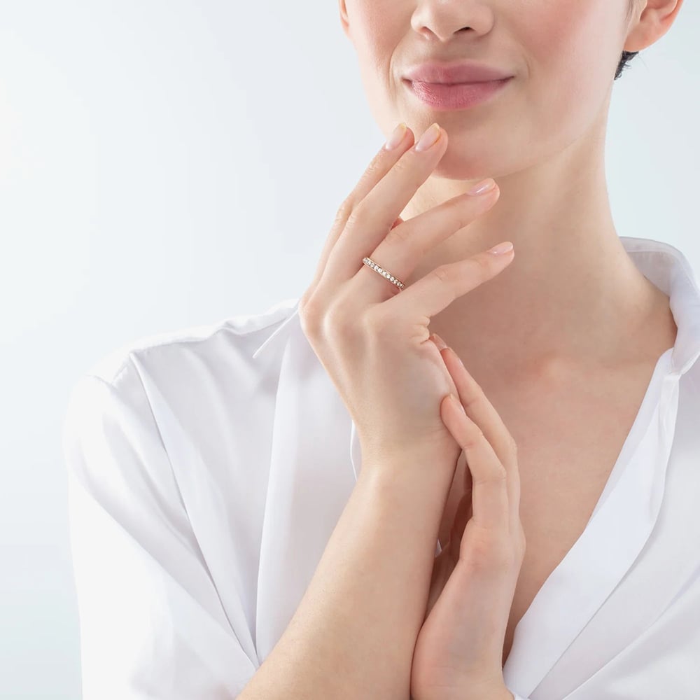 Coeur De Lion Rose Gold Tone Crystal Eternity Ring 0127/40-1822