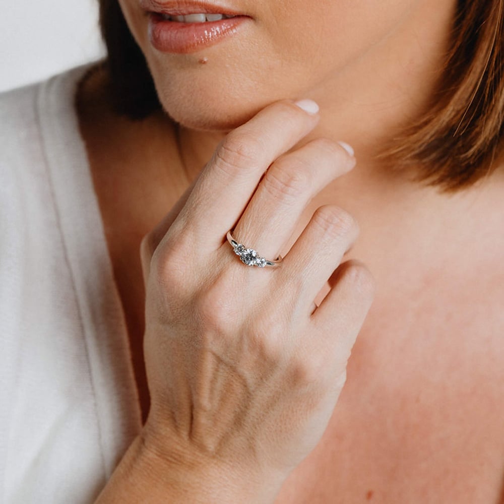 Diamonfire Silver Cubic Zirconia Three Stone Ring R3624