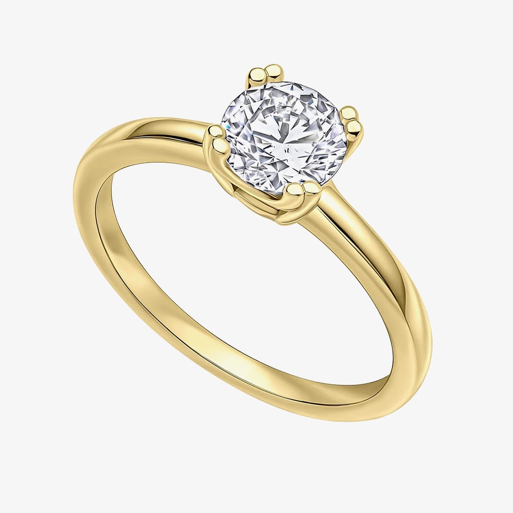 Diamonfire Gold Plated Double Claw Cubic Zirconia Solitaire Ring R4007 56