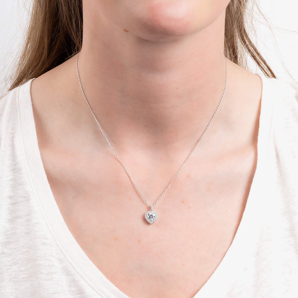 Diamonfire Sterling Silver Heart Cubic Zirconia Necklace P4616