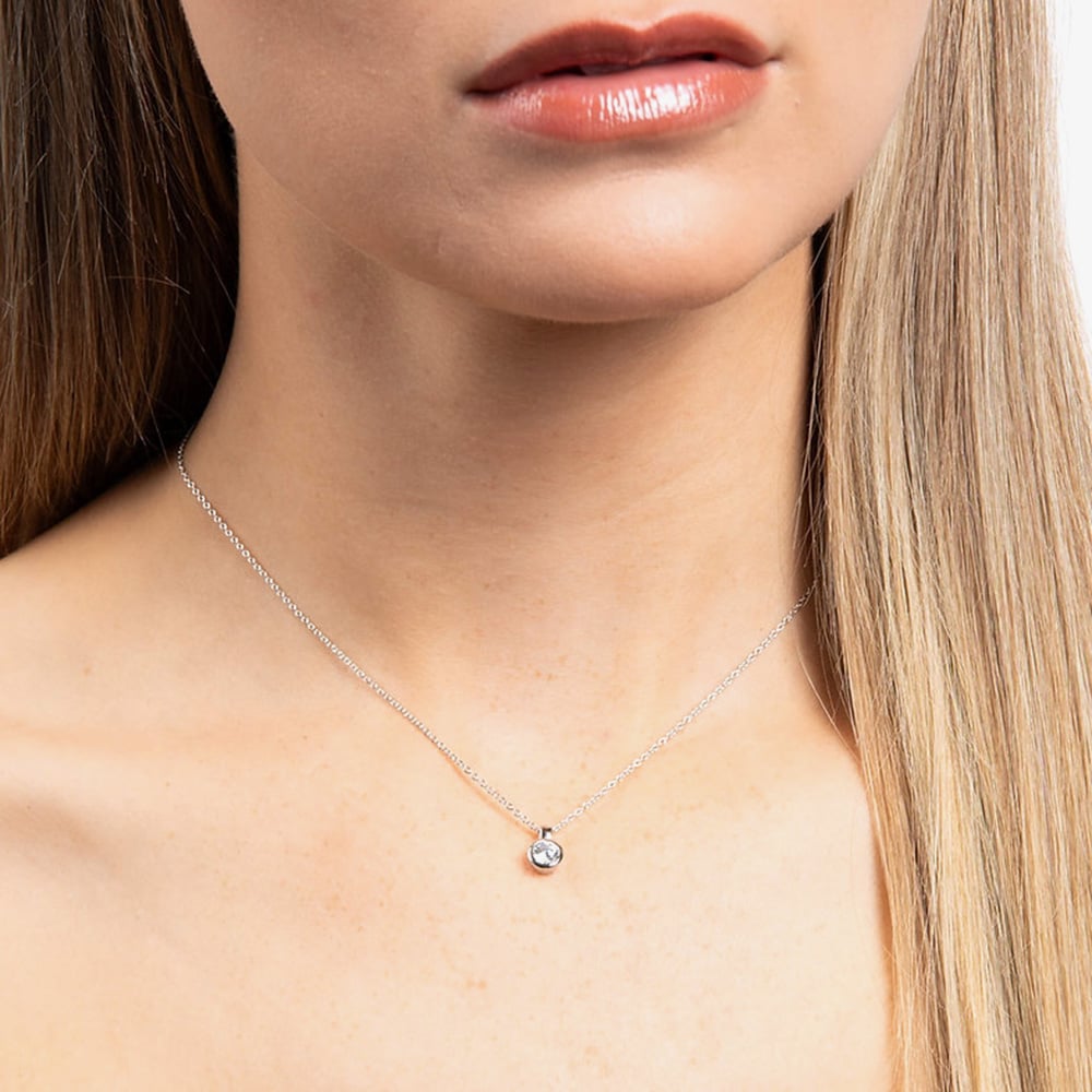 Diamonfire Sterling Silver 0.50ct Bezel Set Cubic Zirconia Solitaire Necklace P4641