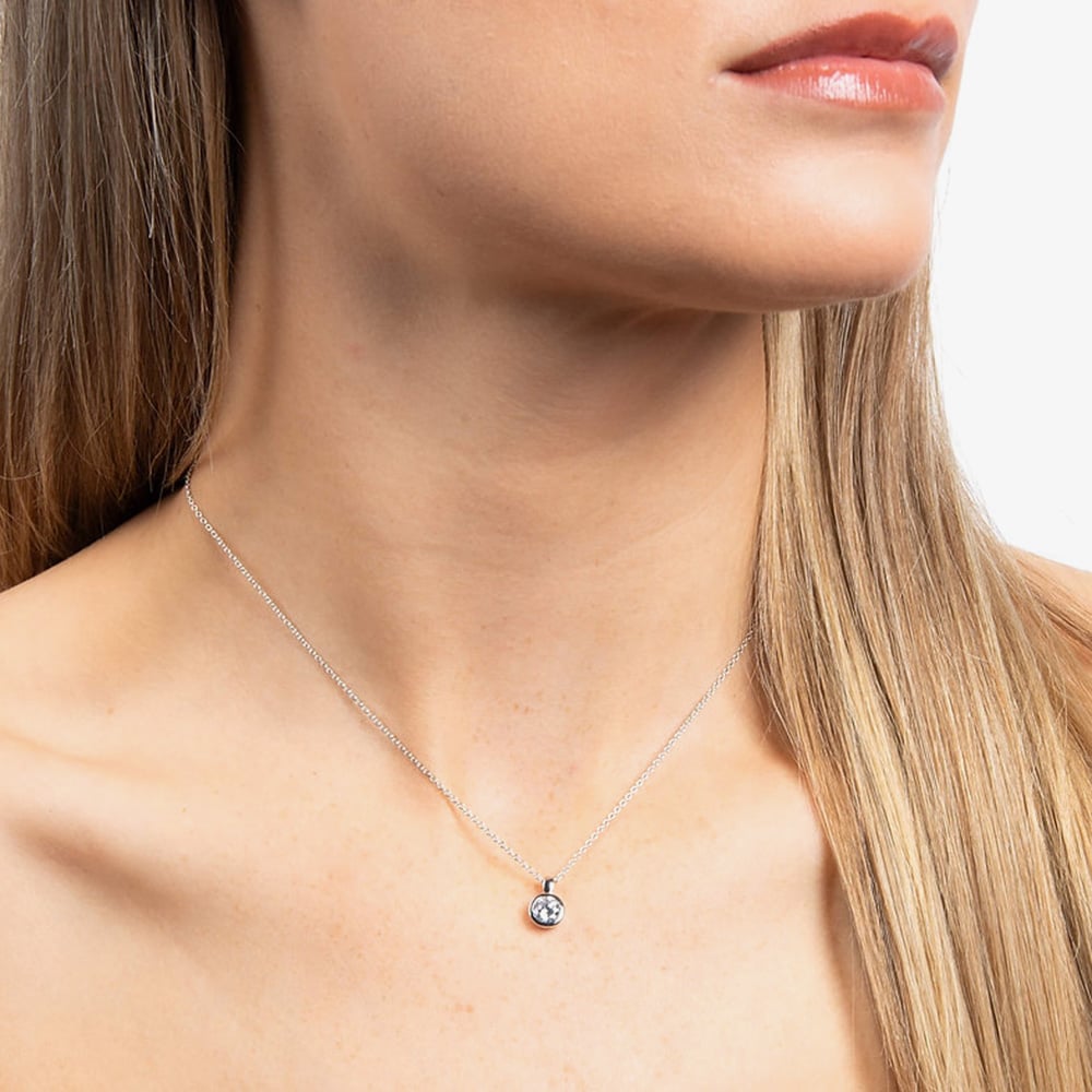 Diamonfire Sterling Silver 0.75ct Bezel Set Cubic Zirconia Solitaire Necklace P4642