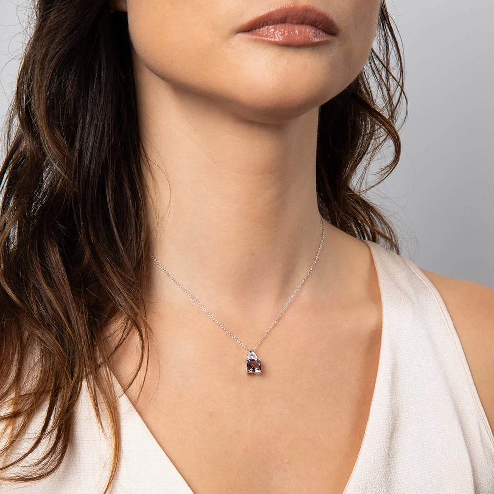 Diamonfire Sterling Silver Pink Cubic Zirconia Pendant Necklace P5568