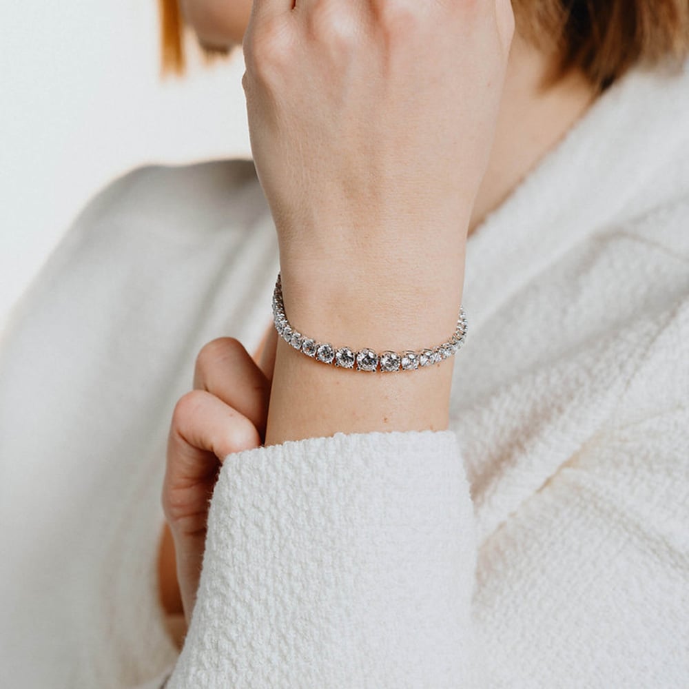 Diamonfire Silver Graduated Cubic Zirconia Tennis Bracelet B5203