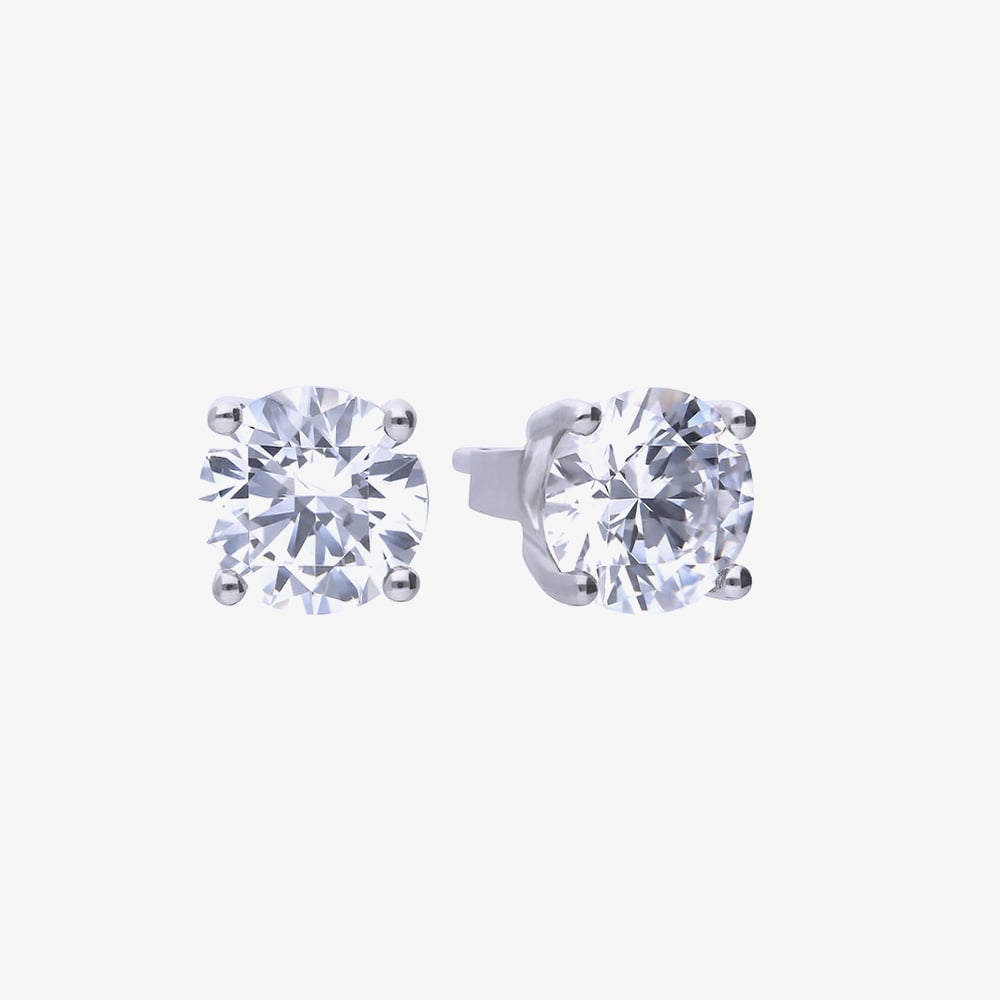 Diamonfire Silver 2.00ct Cubic Zirconia 4 Claw Stud Earrings E5908