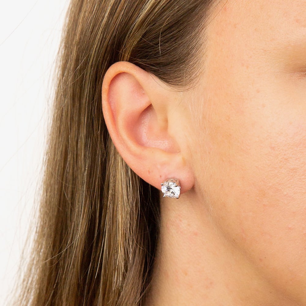 Diamonfire Silver 2.00ct Cubic Zirconia 4 Claw Stud Earrings E5908