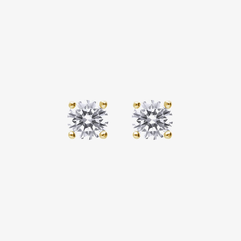 Diamonfire 24ct Gold Plated 4mm Cubic Zirconia Stud Earrings E6299