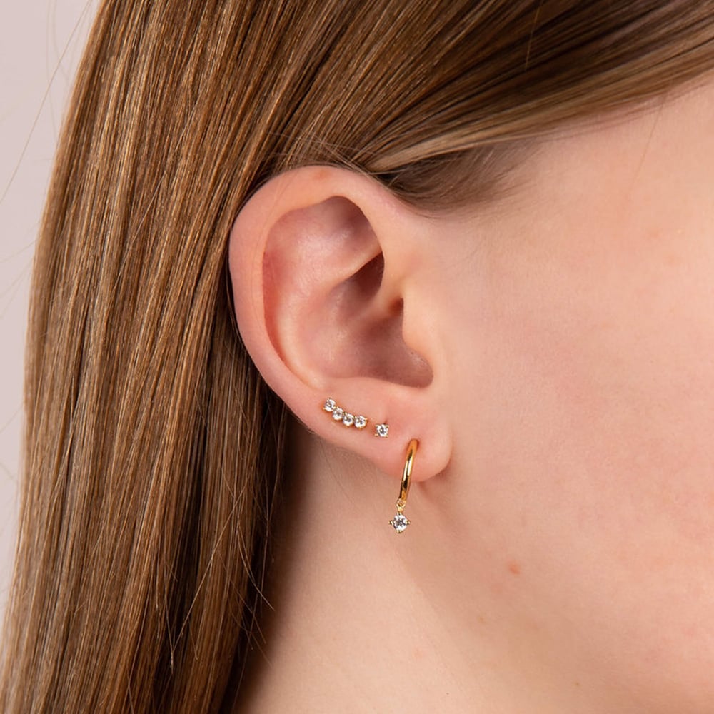 Diamonfire 24ct Gold Plated Cubic Zirconia Drop Hoop Earrings E6307