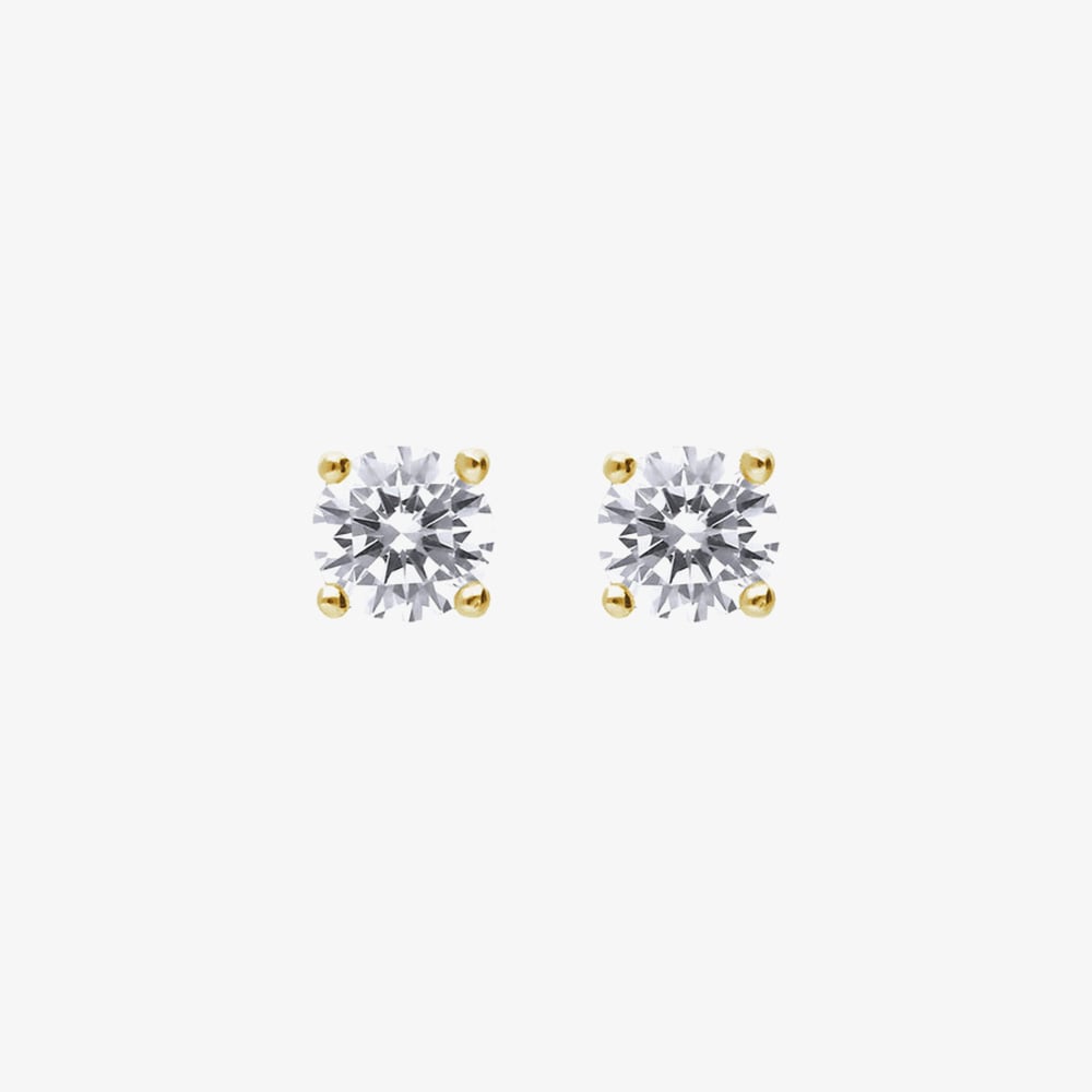 Diamonfire 24ct Gold Plated 3mm Cubic Zirconia Solitaire Earrings E6311